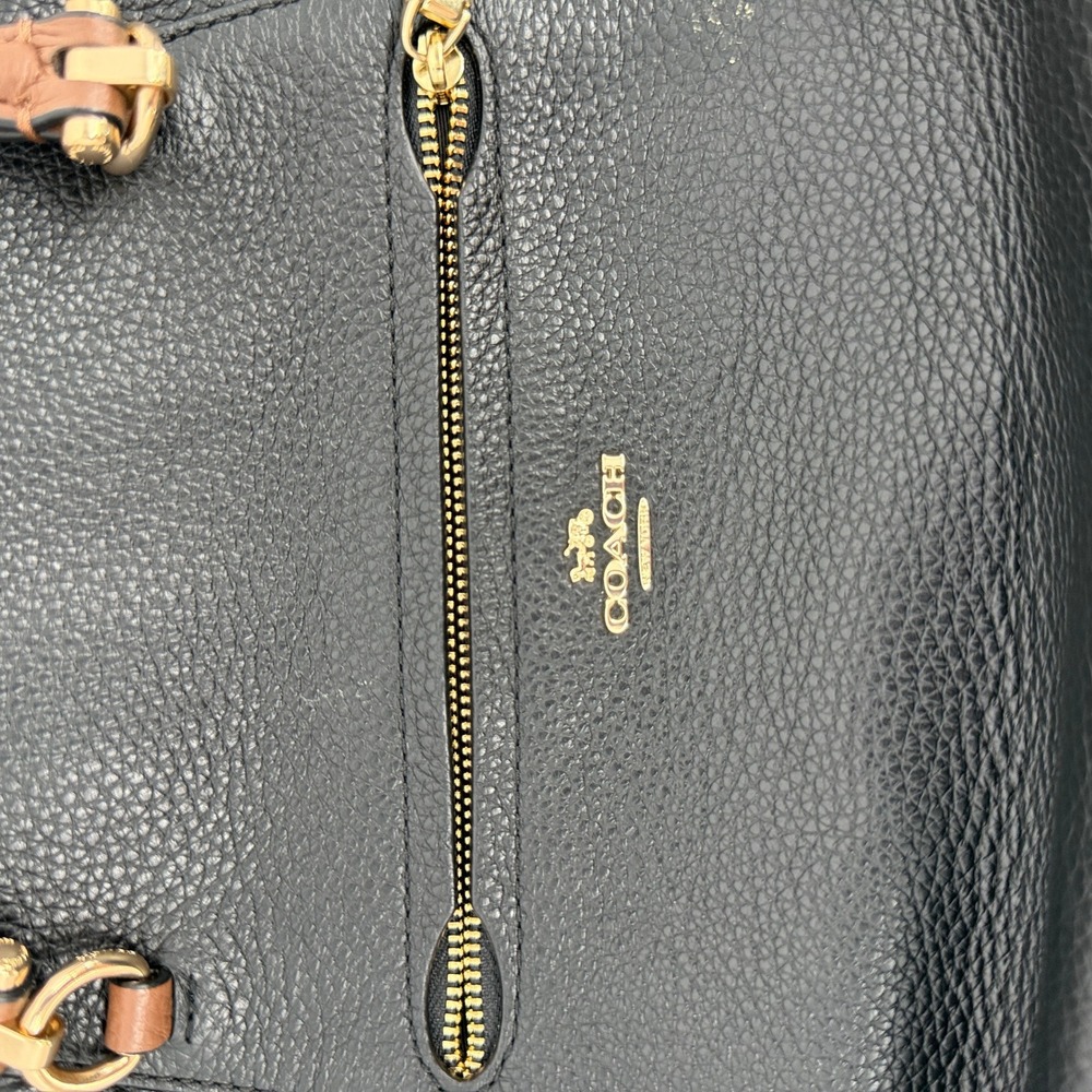 Coach Prairie Satchel Black Pebbled Leather Handbag Gold Hardware F58857 - Picture 3 of 10